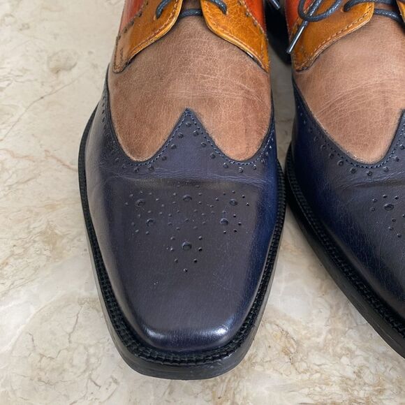 Melvin & Hamilton Jeff 14 Handcrafted Multi Colour Leather Derby Dress Shoes - Picture 8 of 16